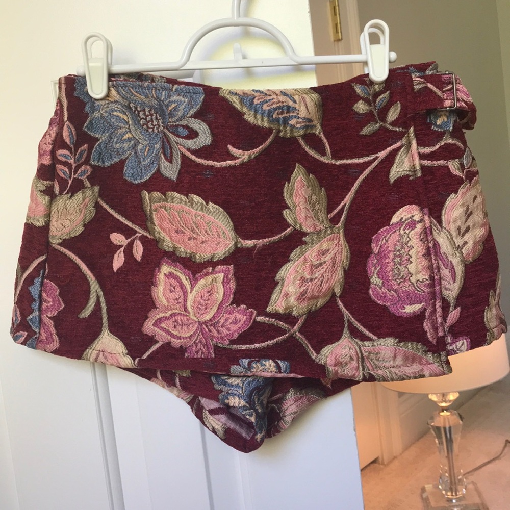Maroon paisley skort.